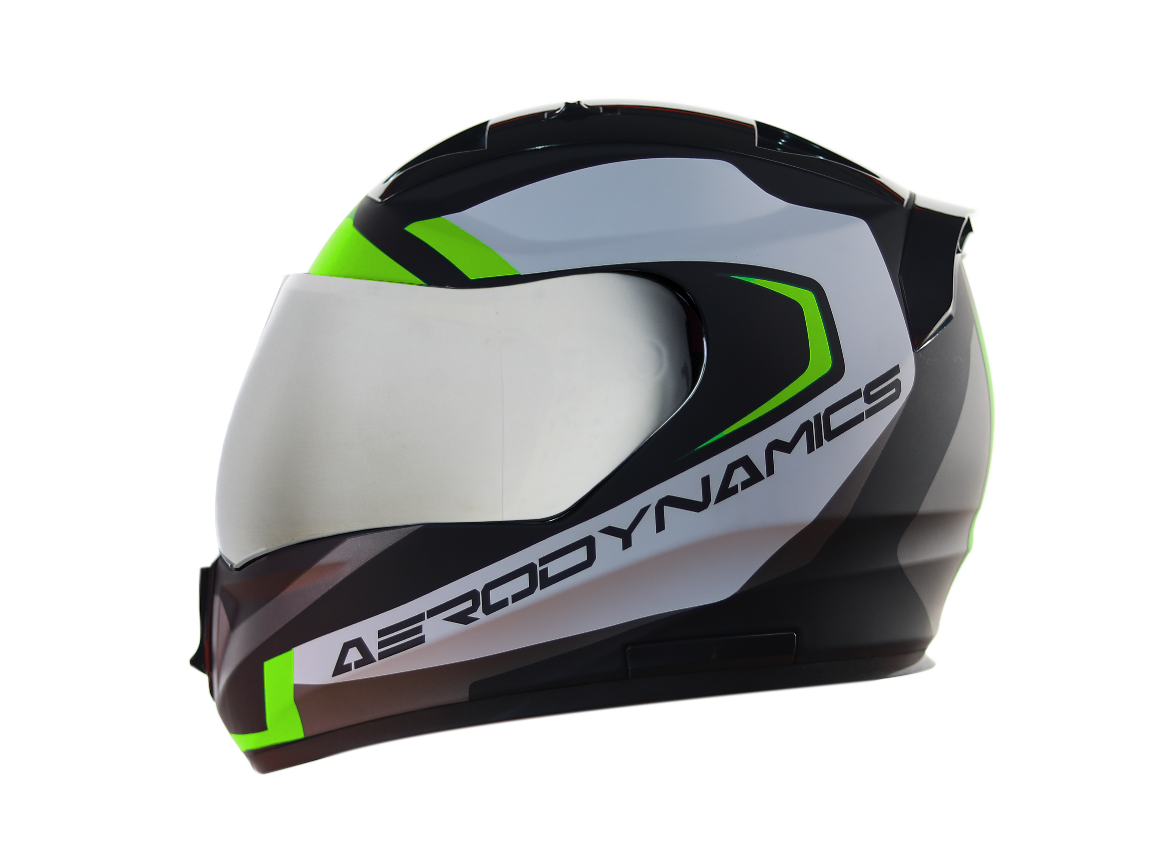 SA-1 Aerodynamics Mat Black With Neon(Fitted With Clear Visor Extra Silver Chrome Visor Free)